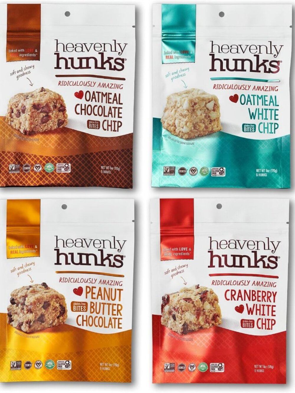 Delicious Gluten-Free Vegan Oat Cookies Variety Pack - 4 Flavors, 6oz Treats